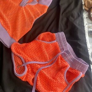 Orange & Lilac Shane Justin Mesh 2 Piece Set